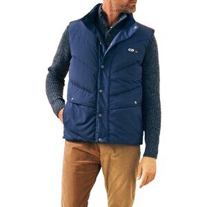 NEW $248 Faherty x CB Sports Soleil Puffer Vest! Navy With Big Sunrise Primaloft